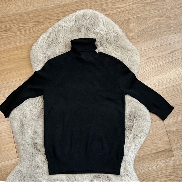 Zara | High Collar Knit Sweater 3/4 Sleeves  BLACK Small - Picture 1 of 6